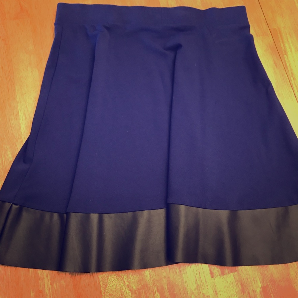 Torrid Blue flare skirt with faux partner trim